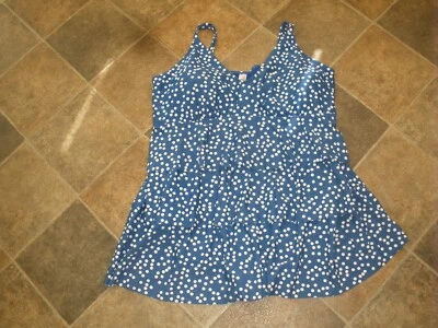 Traje de baño de una pieza para mujer azul/con lunares blancos Jaclyn Smith 26W (SU70B) Foto 1 de 4