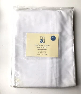 Pottery Barn Kids White Blackout Panel Pole Pocket 63 X 28 Drapery New - Image 1 of 4