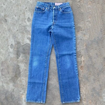 Vintage 1980s Levi's 501 Faded Dark Blue Wash Straight Leg Jeans Black Bar Tacks - Image 1 of 4