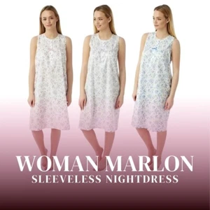 Ladies Marlon Sleeveless Nightdress Poly Cotton Floral UK Size 10–30 - Picture 1 of 13
