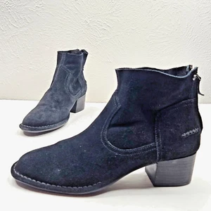 Ugg Ankle Booties Size 9.5 Black Suede Casual Block Heel Short Western Boots - Picture 1 of 11