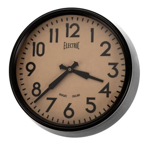 Marco negro de 12 pulgadas Newgate England eléctrico alimentado por batería movimiento alemán usado - Imagen 1 de 12