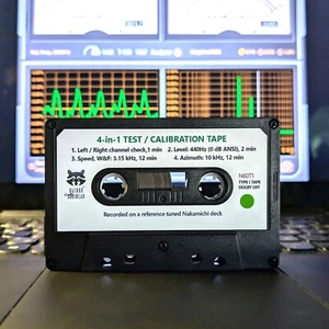4-in-1 Test/Calibration T1-60 audio cassette tape: L/R, level, speed/W&F,azimuth - Picture 1 of 3