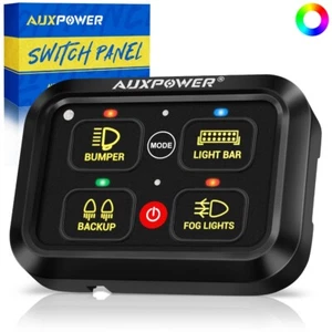 For Trucks Boats Marine ATV UTV SUV RV 40A Auto Dimmable RGB 4 Gang Switch Panel - Picture 1 of 12