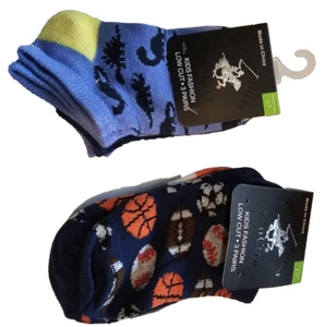 Beverly Hills Polo Club Kids Low Cut Socks Two 3 Packs Size 1-7 Six Sharks Sport - Picture 1 of 5