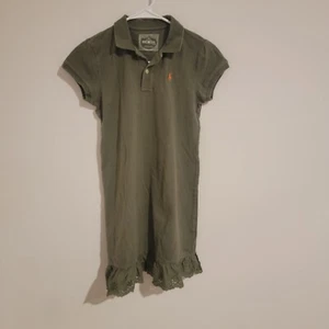 Ralph Lauren Girls Polo Dress Size 16 Green Uniform School Shirt Eyelet Hem - Picture 1 of 5
