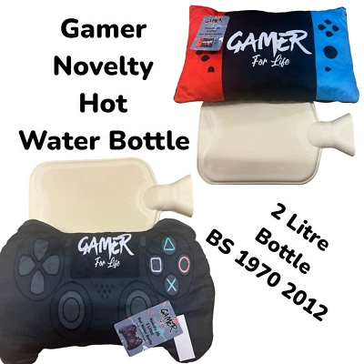 Gamer Novelty Hot Water Bottle With Soft Removable Fleece Cover 2 Litre Gift