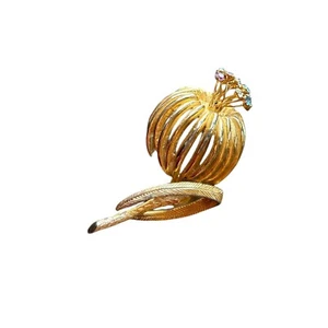 Vintage Castlecliff Gold Tone Abstract Flower Stray Brooch Pastel Rhinestones - Picture 1 of 5