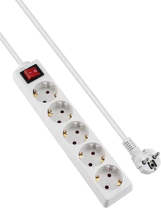 GRIFEMA Regleta Enchufes Con 5 Tomas Y Interruptor, 3500 W, 16 A, 1,5 M, Blanco, - Imagen 1 de 12