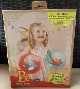 B. toys Bouncy Balls For Kids 2 Pack 8.5” Air Pump Included Shark & Crab Balls - Picture 1 of 4