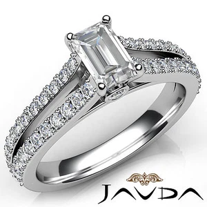 Smaragd Diamant geteilter Schaft französischer V-Pave-Einfassung Verlobungsring GIA H VS1 1,15 kt - Bild 1 von 4