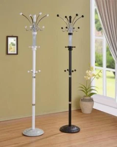 METAL & WOOD COAT RACK HAT STAND IN BLACK OR WHITE FINISH 73"H  Free Shipping - Picture 1 of 1
