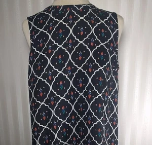 DR2 Womens Sz S Sleevless Black Floral Dress Fully Lined Pleated Back Romantic - Picture 1 of 15