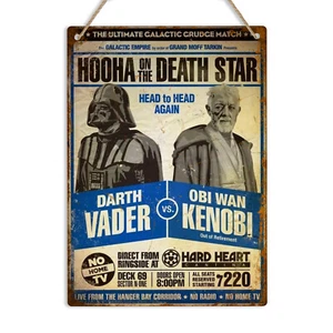 Darth Vader vs Obi Wan Vintage Metal Wall Sign Plaque Parody Star Wars Fan Gift - Picture 1 of 15