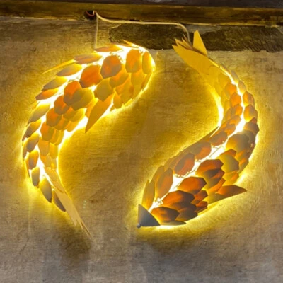 Wood Fish Wall Sconce Carp Art Wall Light for Model Room Hotel Villa Restaurant - Image 1 of 4