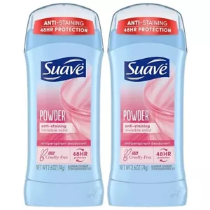Suave Invisible Solid Antiperspirant Deodorant, Powder, Unisex, 2.6 oz Pack Of 2 - Picture 1 of 9