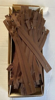 Lot of 85 Vtg Talon Zephyr Zippers - 7" Brown Nylon Coil 703-7-761 New Old Stock - Image 1 of 4