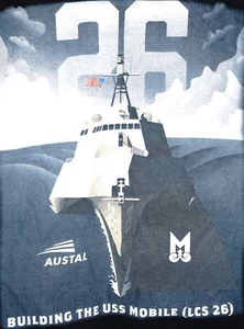 AUSTAL USS MOBILE LCS 26 T SHIRT TEE BLACK MOBILE AL ALABAMA MENS SIZE L LARGE - Picture 1 of 5