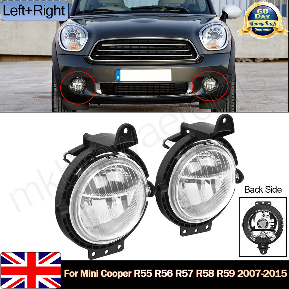 Pair Front Left & Right Bumper Fog Lights Lamps For BMW Mini R55 R56 07-15