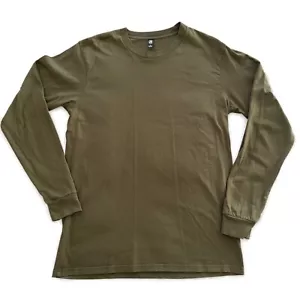 Mens T-Shirt Size M L/S Army Green Crew Neck 100% Cotton AS Colour Classic 5071 - Picture 1 of 10