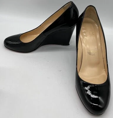 Christian Louboutin Negro Charol Punta Cerrada Cuña Talla 39 Foto 1 de 4