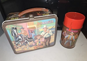 Vintage 1965 Bonanza Aladdin Metal Lunchbox w/ Thermos TV Western Cowboy - Picture 1 of 24