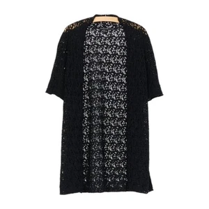 Eileen Fisher Wool Crocheted Cardigan Duster Open Front 1/2 Sleeve Black XS - Picture 1 of 9