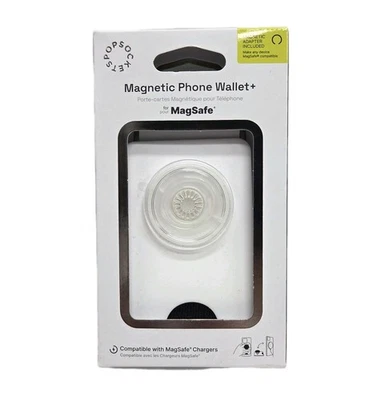 Cartera para tarjetas de teléfono celular PopSockets MagSafe y soporte de agarre - blanco/transparente Foto 1 de 4