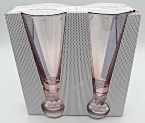 Cupcakes & Cashmere Set Of Two Flute Glasses Pink Faceted Disco Ball 7.1 Oz. - Picture 1 of 15