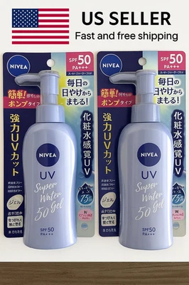 Pack de 2 NIVEA UV Super Water Gel 140g Protector Solar SPF50 PA+++ Japón Foto 1 de 4