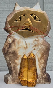 ATELIER DU VIEUX CAP ROUGE Pauline Pelletier Katze Dekor Keramik Kunsthandwerk MCM - Bild 1 von 16