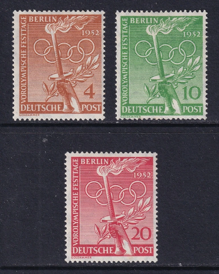 GERMANY 1952 West Berlin Olympics set of 3 SG B88-B90 MH/* (CV £36) - Image 1 of 1