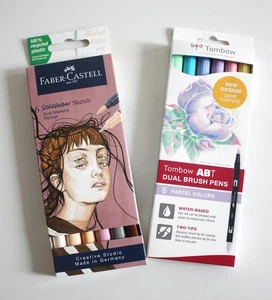 6 Tombow ABT Dual Brush Pens + 6 Faber Castell Sketch Dual Markers NEU OVP - Bild 1 von 4