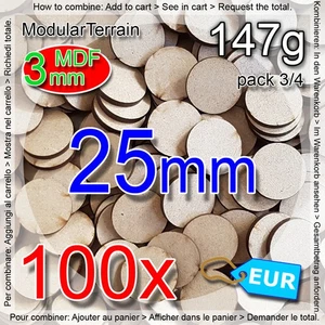 100x 3mm MDF 25mm Round Base Warhammer 40k Infinity Age Of Sigmar AOS Wargame - Bild 1 von 5