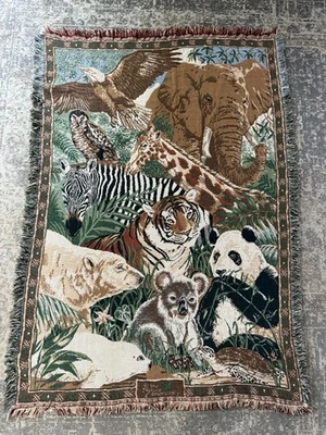 RARE Goodwin Weavers X The Nature Conservancy Zoo Animals Throw Blanket - Image 1 of 4