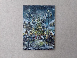 Christmas Art. Holiday season Festive Christmas Market warm lights Oil Painting - Picture 1 of 10