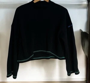Converse Black Waffle Cropped Sweatshirt - Size Small- Great Condition - Picture 1 of 6