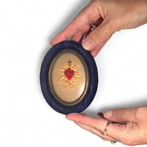 Antiker Reliquienrahmen Heiliges Herz Jesus Ex Voto Reliquary Religion 19.Jh. - Bild 1 von 10
