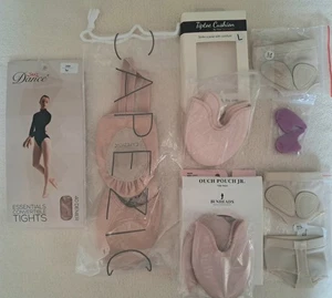 NIB LOT of 7-BALLET shoes Capezio Pirouette 1/2 shoes, PAWS, shoe pads & tights - Picture 1 of 6