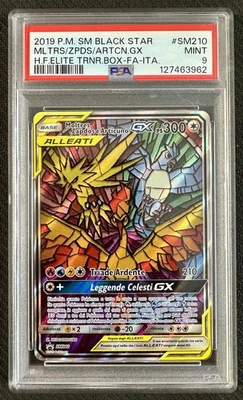 2019 Moltres, Zapdos E Articuno GX SM210, Destino Sfuggente IT, PSA 9 - Immagine 1 di 3
