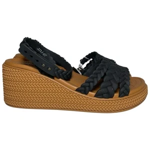 Sandali intrecciati Crocs Brooklyn tessuto zeppa tacco donna taglia 9 neri cinturino alla caviglia - Foto 1 di 12