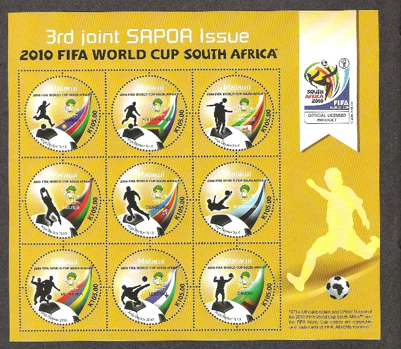 2010 MALAWI 753 SAPOA FIFA World Cup Souvenir Sheet PO Fresh Mint NH - Image 1 of 1