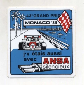 Adesivo Grand Prix F1 43 MONACO 1985 Montecarlo Formula 1 ANSA marmitte sticker - Picture 1 of 1