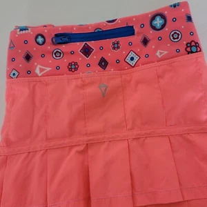 Ivivva by Lululemon Set The Pace Coral Pink Pleated Skort Skirt Girls Size 14 - Picture 1 of 7