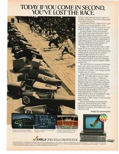 1985 VINTAGE DRUCKANZEIGE - AMIGA BY COMMODORE PC SEIFENBOX DERBY ... NUR WERBUNG - Bild 1 von 1