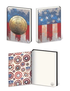 CAPTAIN AMERICA- SHIELD- JOURNAL METAL EMBLEM- NOTEBOOK DRAWING PAD SCHOOL KIDS! - Picture 1 of 1