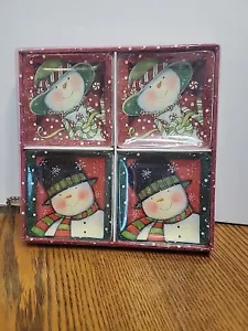 Lang Party Christmas Snowman Plates 4 1/2" Set of 4 By By Susan Winget 2006 New - Picture 1 of 5