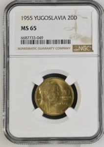 Yugoslavia 20 Dinara 1955 NGC MS 65 - Picture 1 of 2