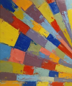 NEW Original "Flamboyant Clash" Oil Painting Stained Glass 16" x 20" Abstract - Picture 1 of 10