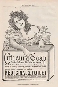 Cuticura Medicinal & Toilet Soap Sexy Woman Original 1899 Full-Page Ad - Picture 1 of 4